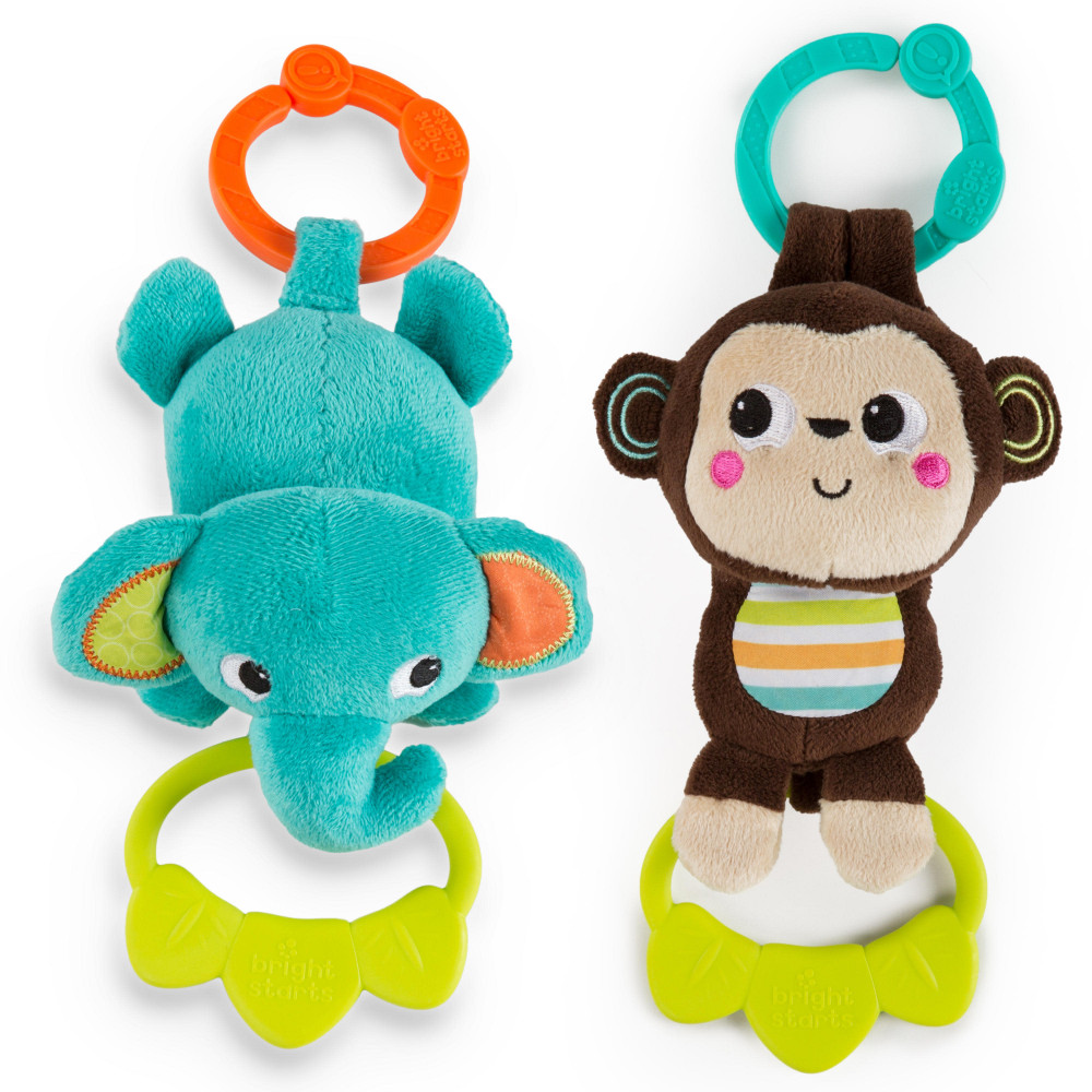 Мягкие погремушки-игрушки (слоненок и обезьянка) для младенцев от 0 месяцев